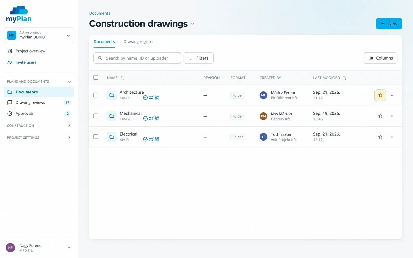Construction drawing open in the myPlan.cloud project document library