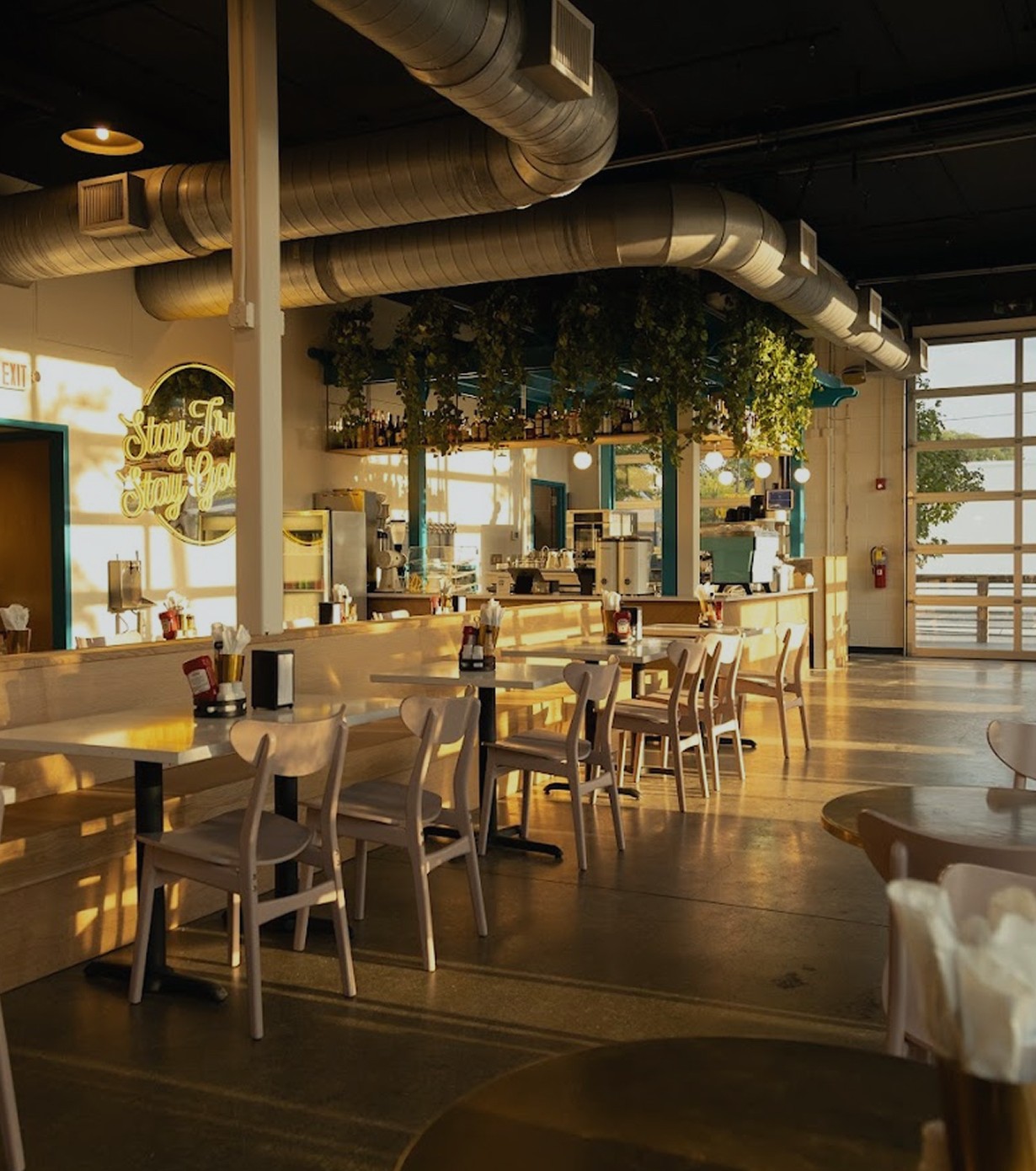 Clean, modern coffee shop interior