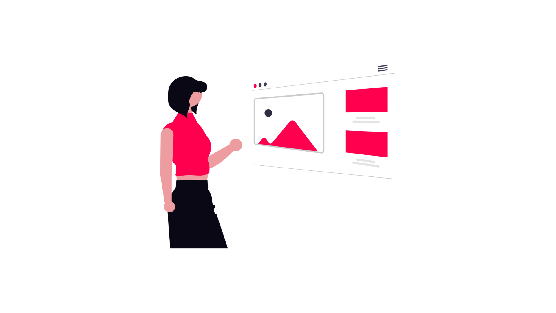 A woman towards a dashboard
