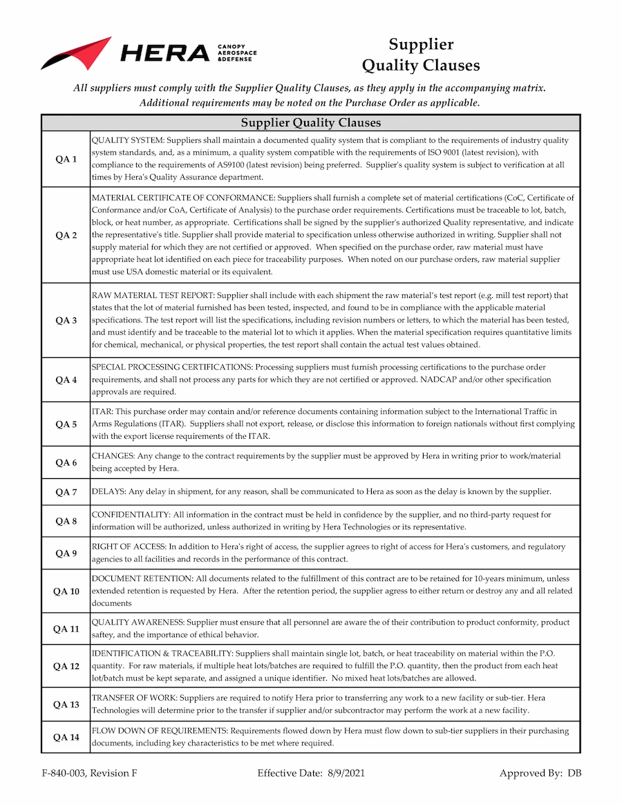 Supplier Terms and Conditions