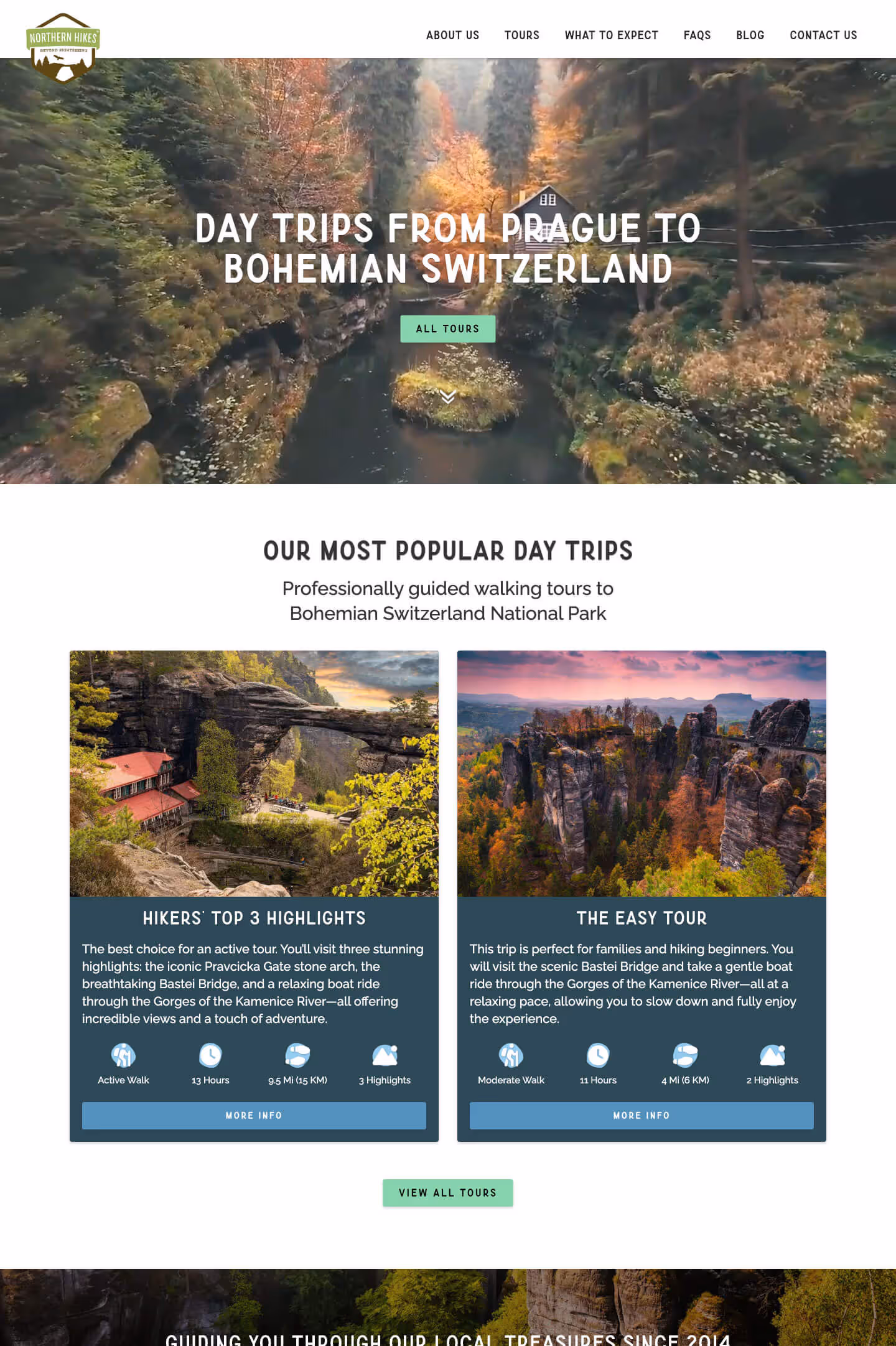 A website portfolio piece showing the homepage of an adventure company's new website design. 