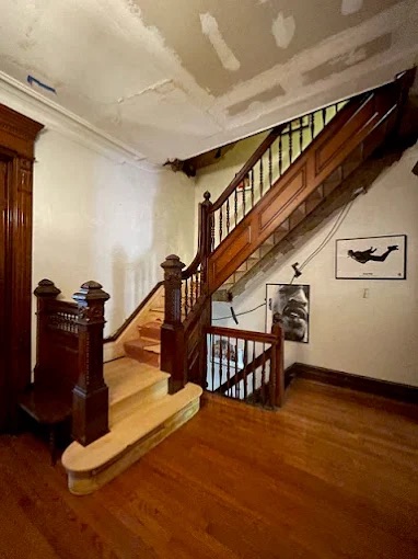 Detailed woodworking for historic staircase restoration