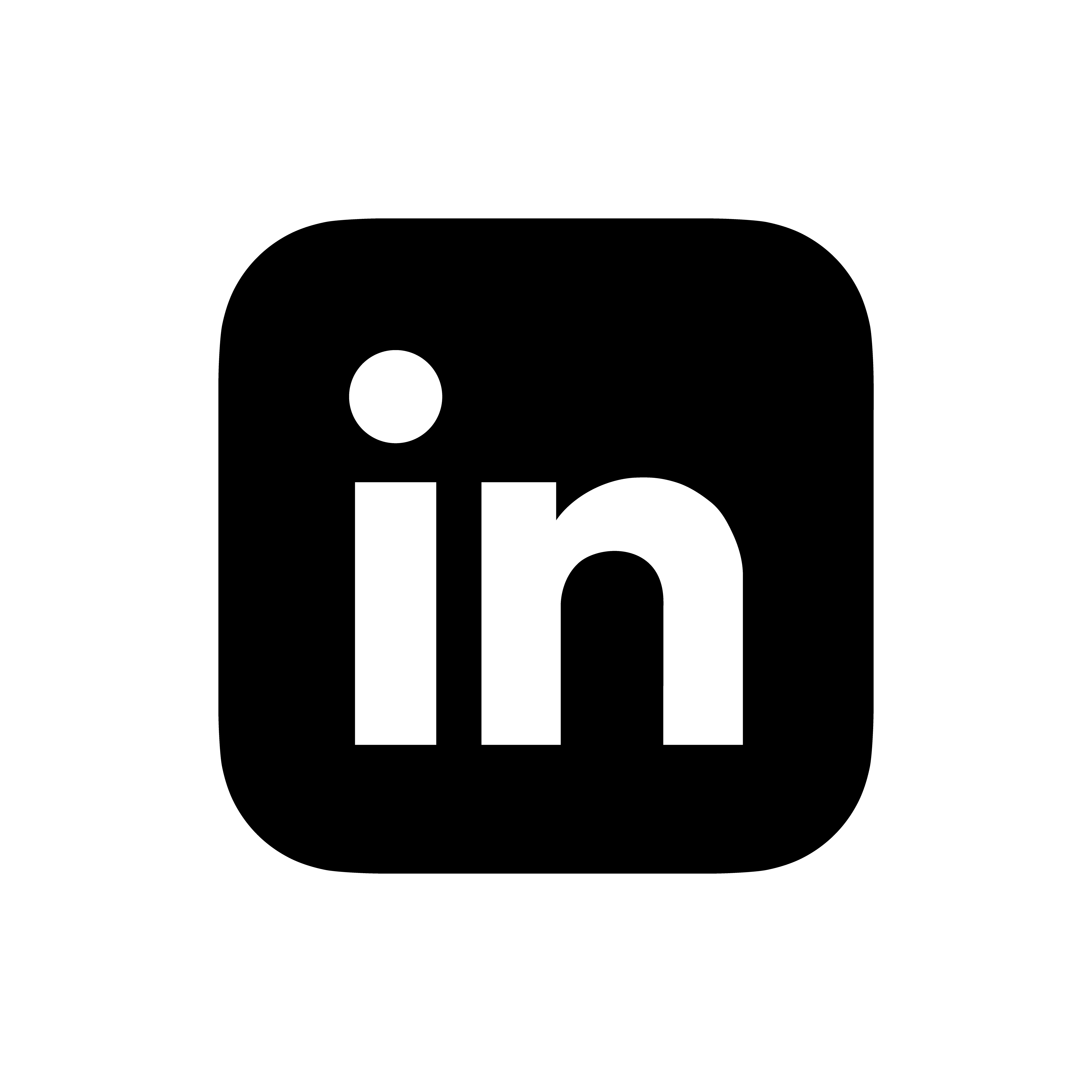 LinkedIn social media logo consisting of a white 'in' on a black square background.
