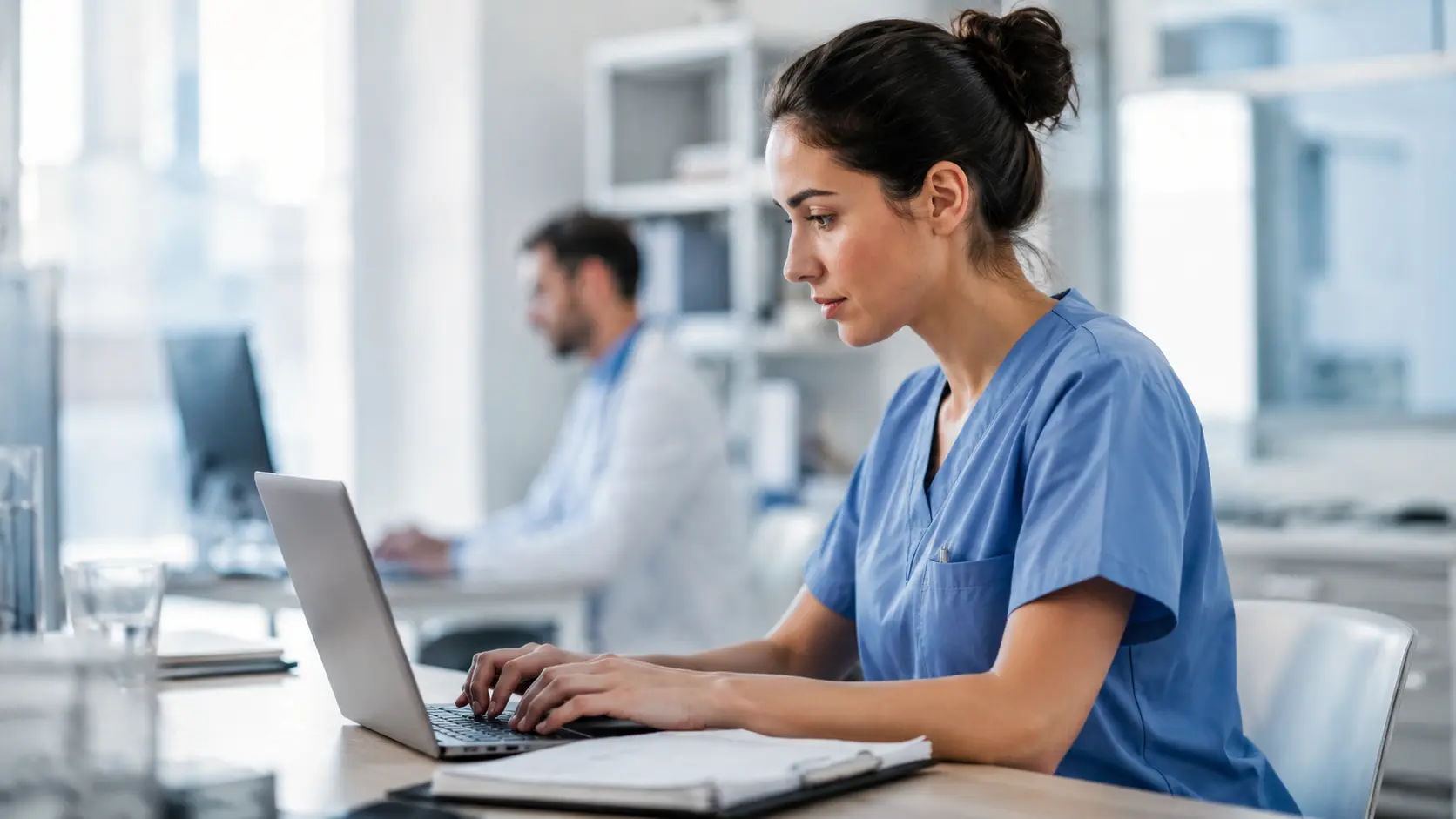 Professionnels de santé tracant leur formation DPC sur smartphone en établissement de soins