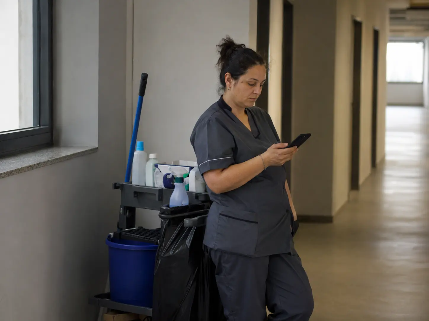 Prestataire permanent suivant une formation continue sur son smartphone pendant une pause
