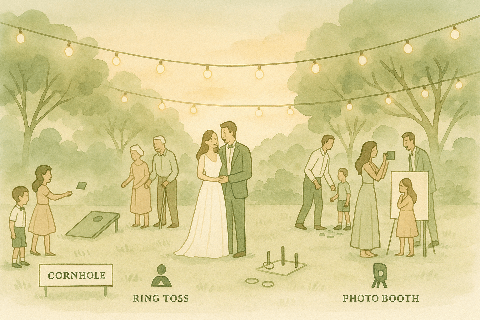 Image of a colorful wedding scene showing guests dancing and enjoying themselves during a nuptial celebration.