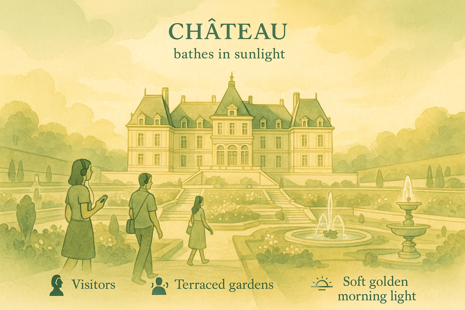 View of an iconic château in Île-de-France, surrounded by greenery.