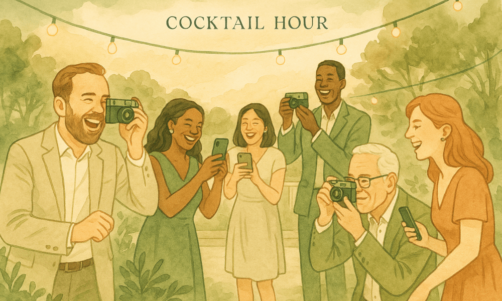 Photograph of a photography challenge at a wedding, illustrating captured moments.