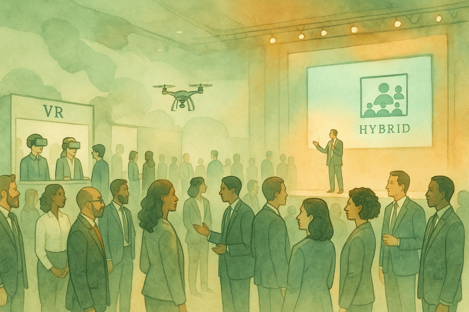 Photo de l'événement d'entreprise 2023 avec des participants réunis autour d'une table, échangeant des idées.