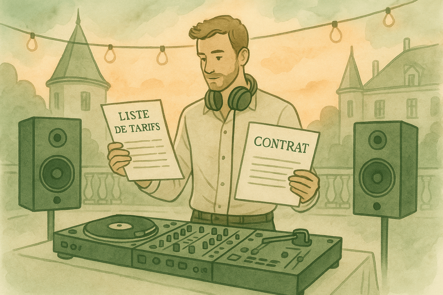 Comparative table of DJ prices for a wedding, showing the different rates depending on the services offered.