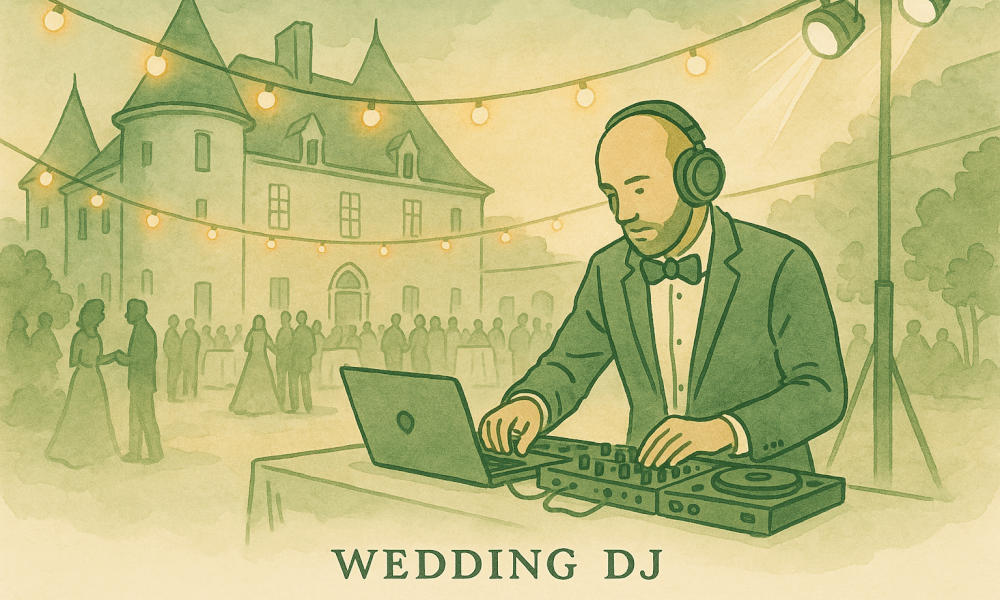 Illustration of average rates for hiring a DJ for a wedding.