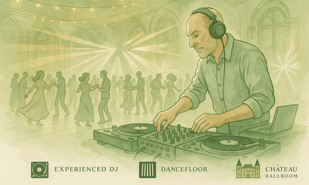 Chart illustrating the price of a DJ for a wedding, showing variations in rates depending on the services included.