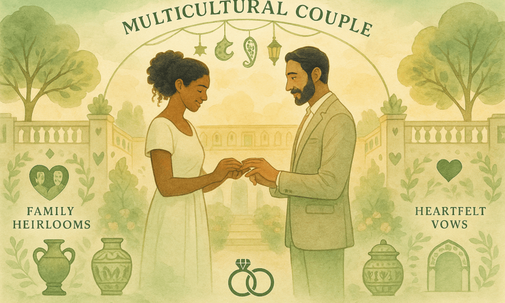 Image illustrant une tradition de mariage avec des symboles culturels et des éléments décoratifs représentant le cérémonial.
