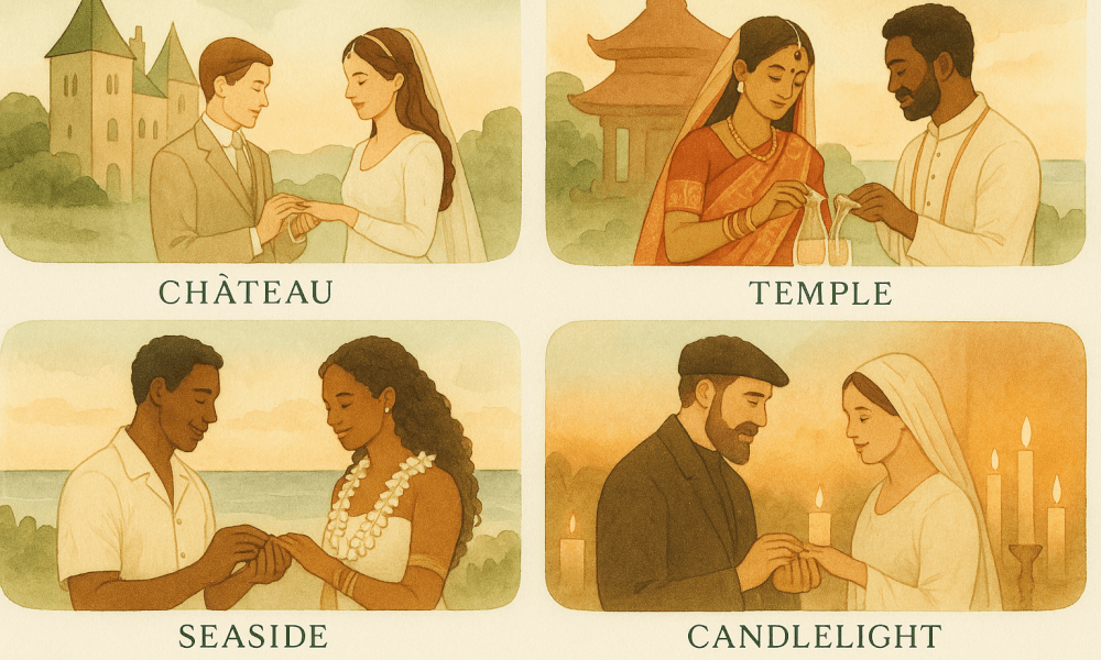 Traditional wedding ceremony with distinct cultural and ritual elements.
