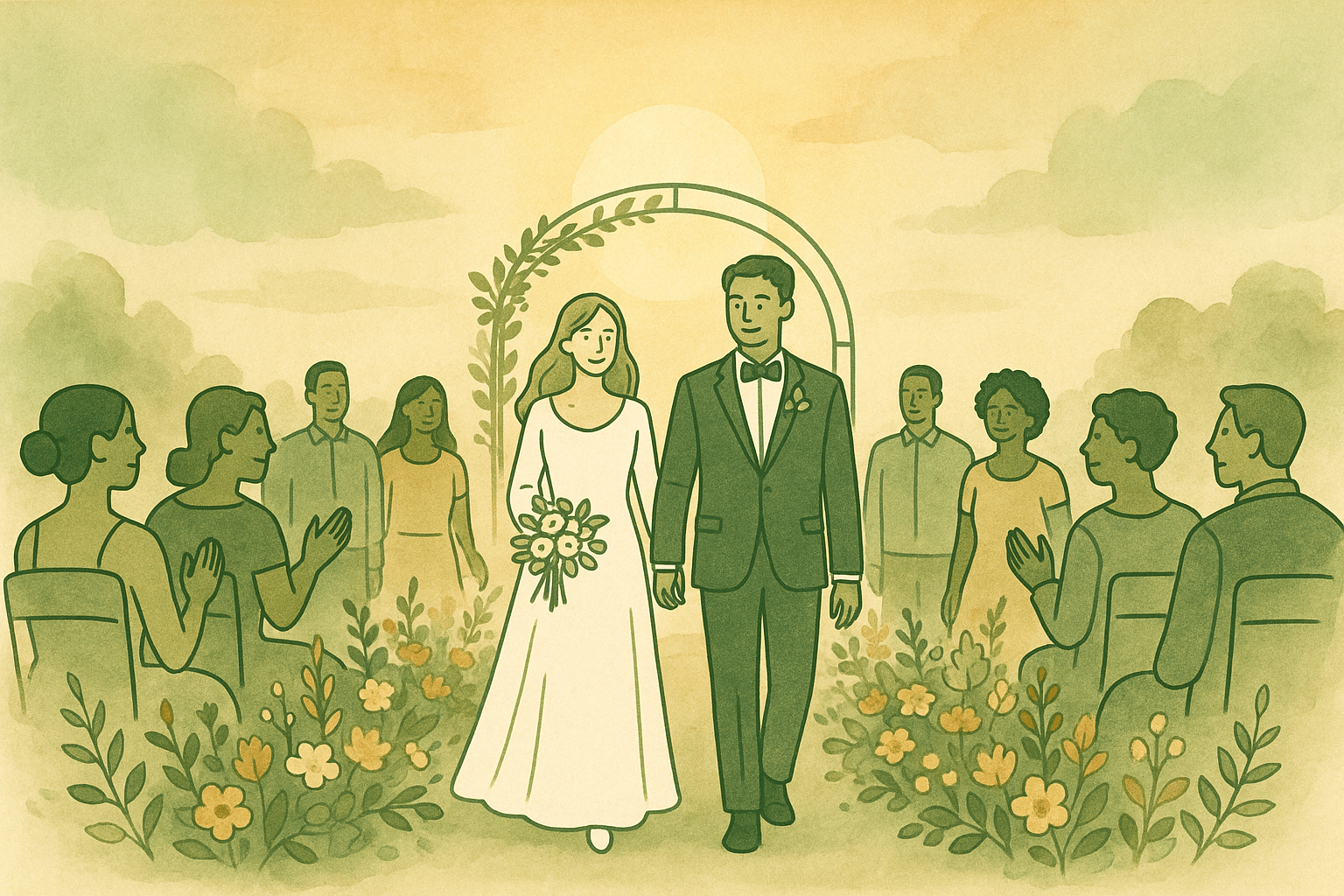 Cortège de mariage avec des voitures décorées, créant une ambiance festive pour célébrer le jour spécial des mariés.