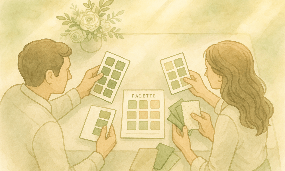 Wedding color palette showcasing various trendy options for wedding decorations.