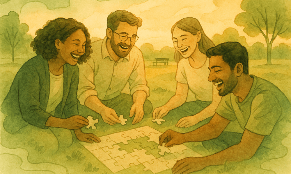 Des participants engagés dans une activité en groupe, favorisant la collaboration et l'esprit d'équipe.