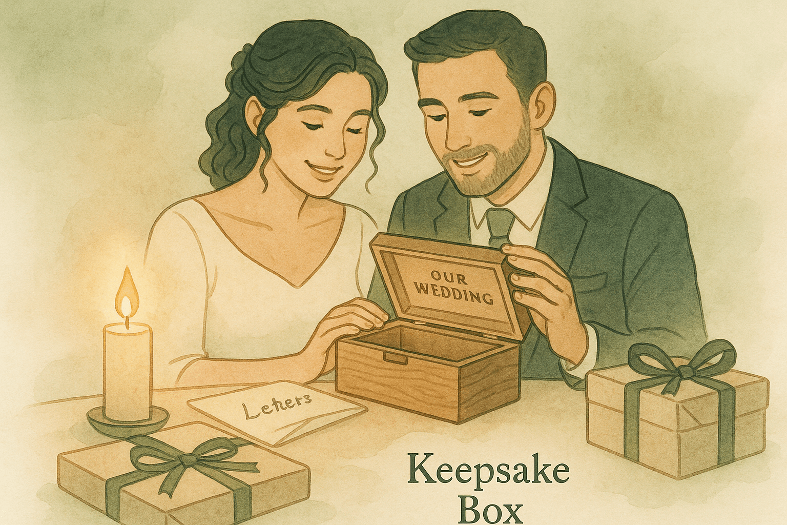 Idée de cadeau de mariage inoubliable, mettant en avant des objets symboliques et personnalisés pour les mariés.