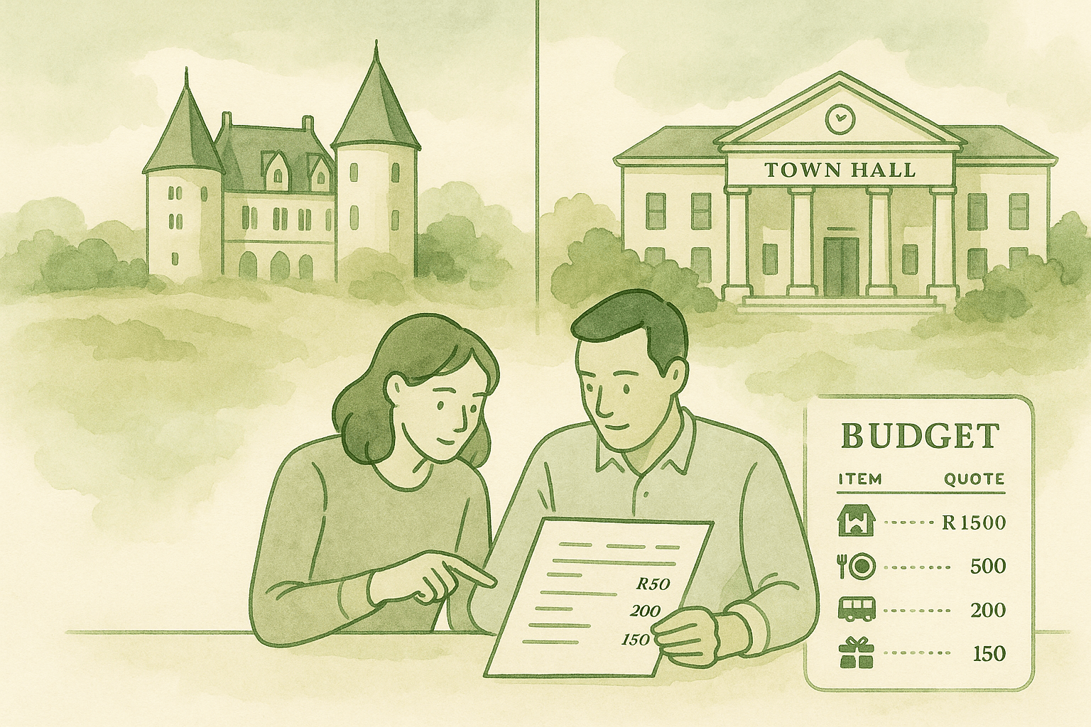 Tableau comparatif des prix de salle de mariage dans différentes régions