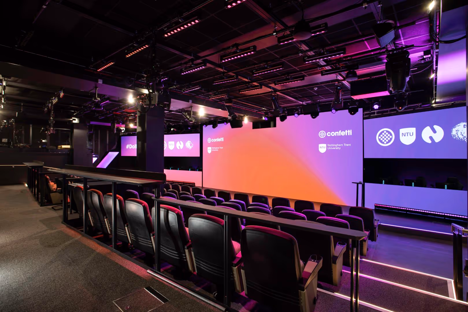 Confetti x - white mark designed esports broadcast venue main stage