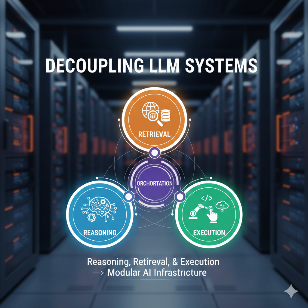 Decoupling Reasoning, Retrieval, and Execution in LLM Systems