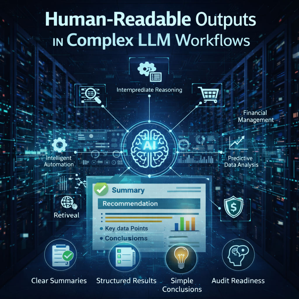 Human-Readable Outputs in Complex LLM Workflows