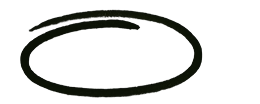 Black hand-drawn squiggly oval scribble on a white background.