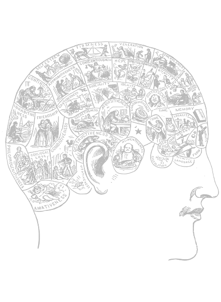 Black and white side profile illustration of a human brain with detailed cerebral cortex folds.