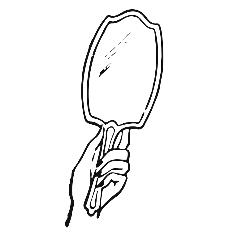 Simple black outline drawing of a magnifying glass tilted to the right.