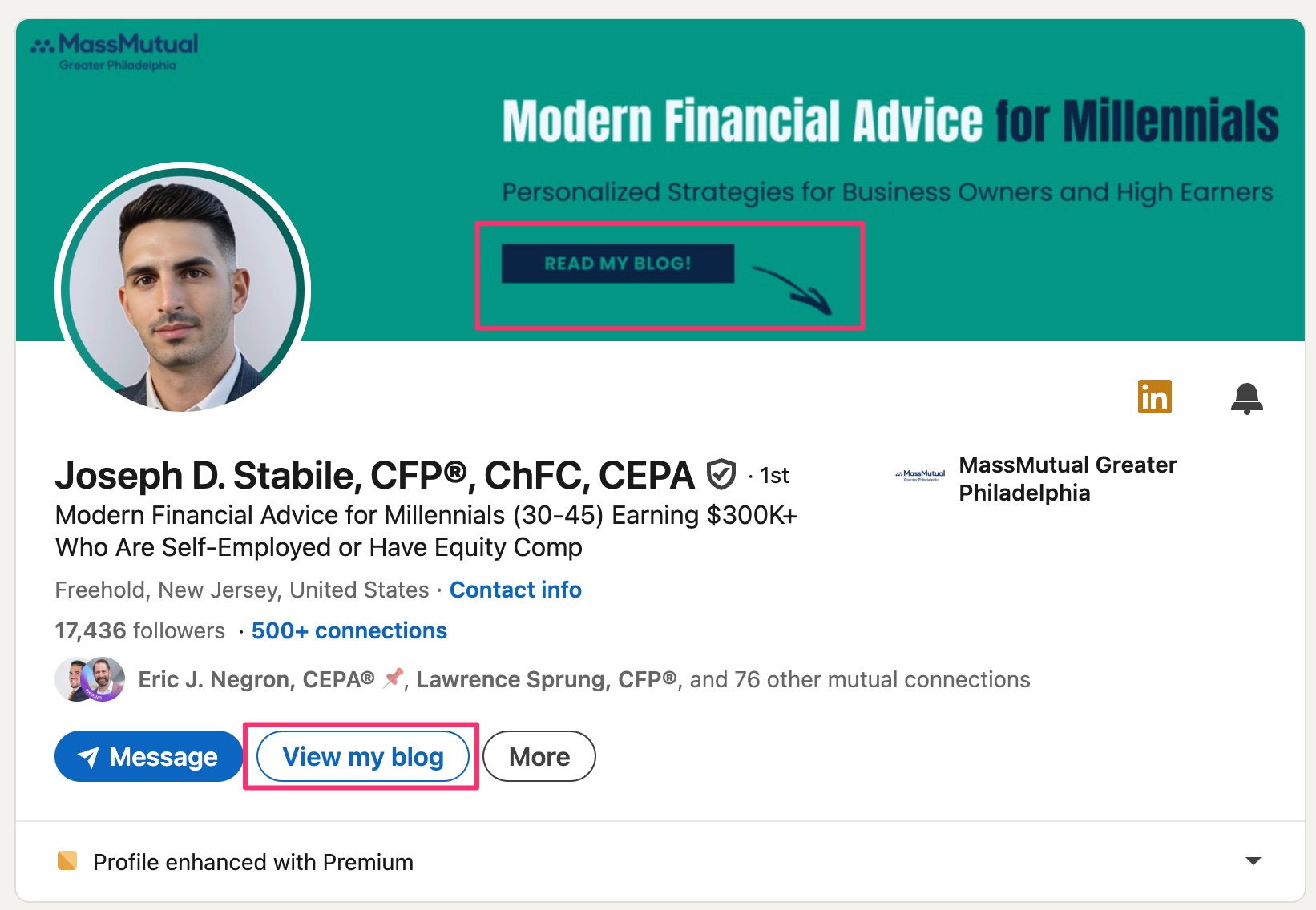 CTA in LinkedIn Profile