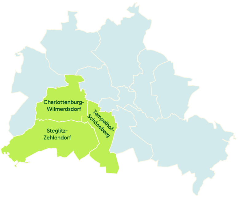 A map of Berlin showing the areas our service operates in.