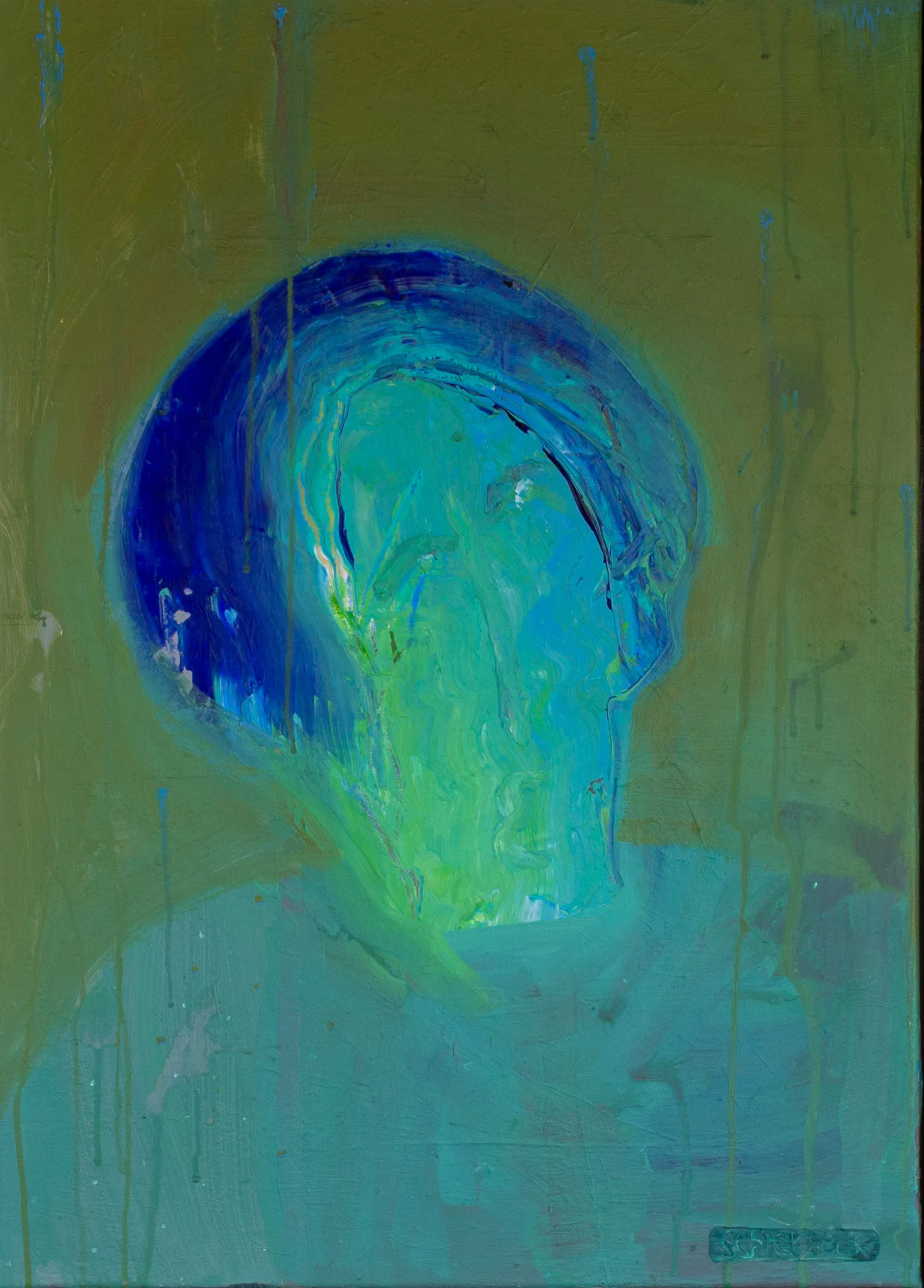 "frelseløs frelser", by ulrik schjebeck, acryllic on canvas, 2025