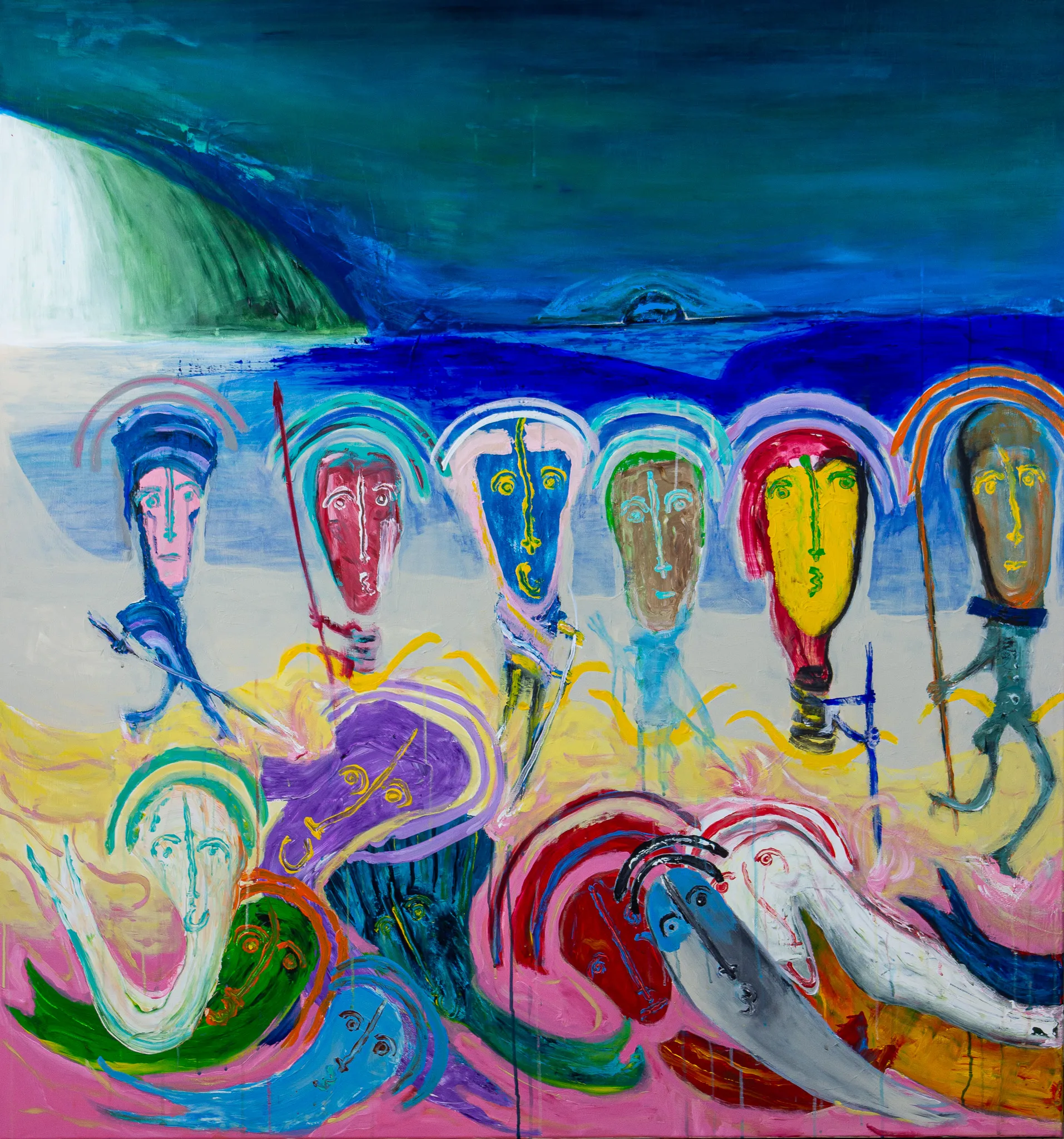 "grindadráp", by ulrik schjerbeck, acryllic on canvas, 2025