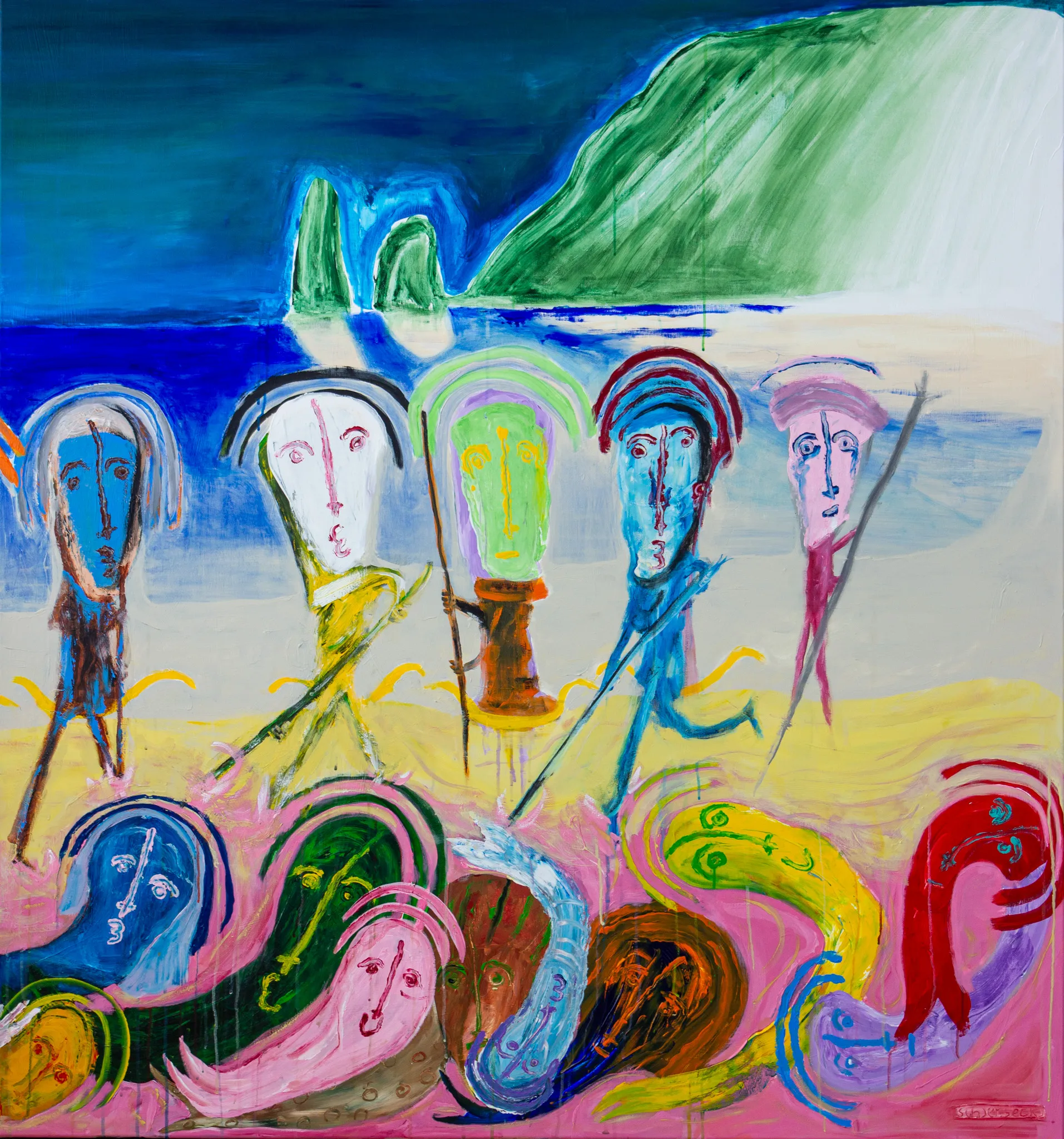 "grindadráp", by ulrik schjerbeck, acryllic on canvas, 2025