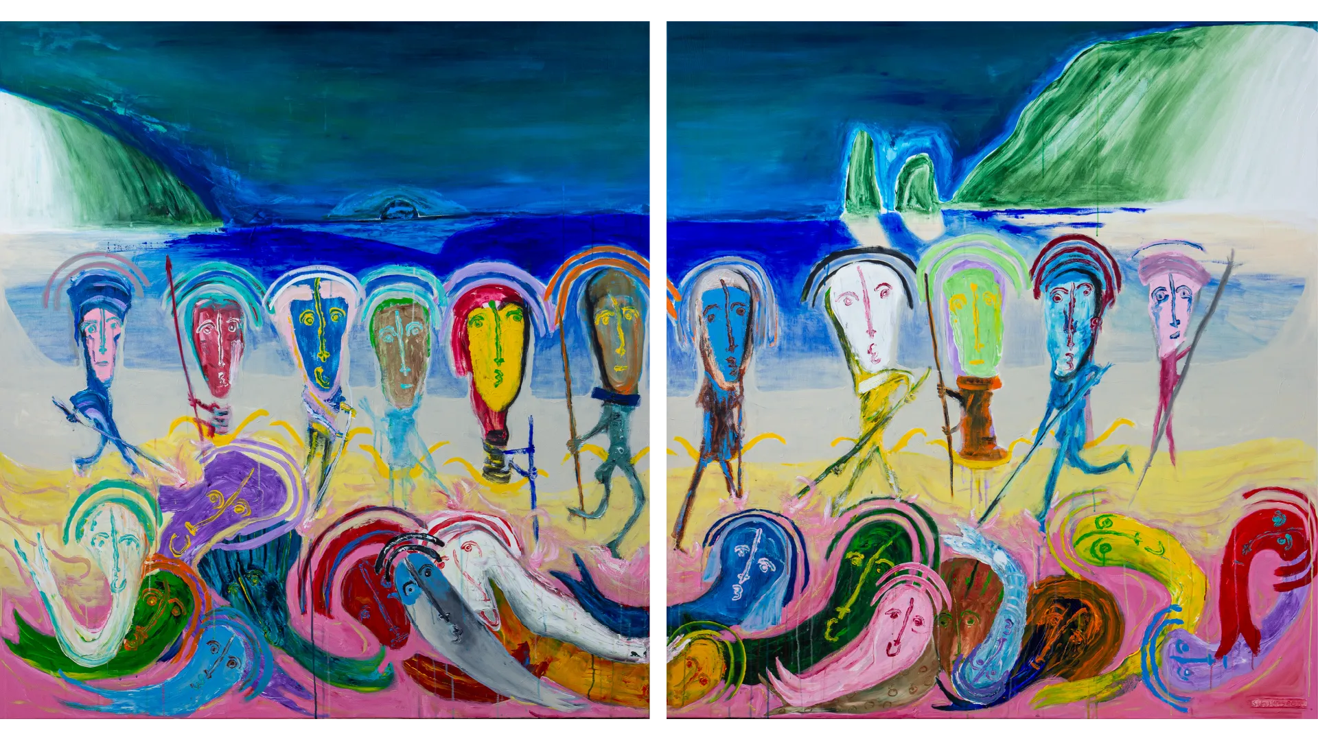 "Grindadráp", by ulrik schjerbeck, acryllic on canvas, 2025