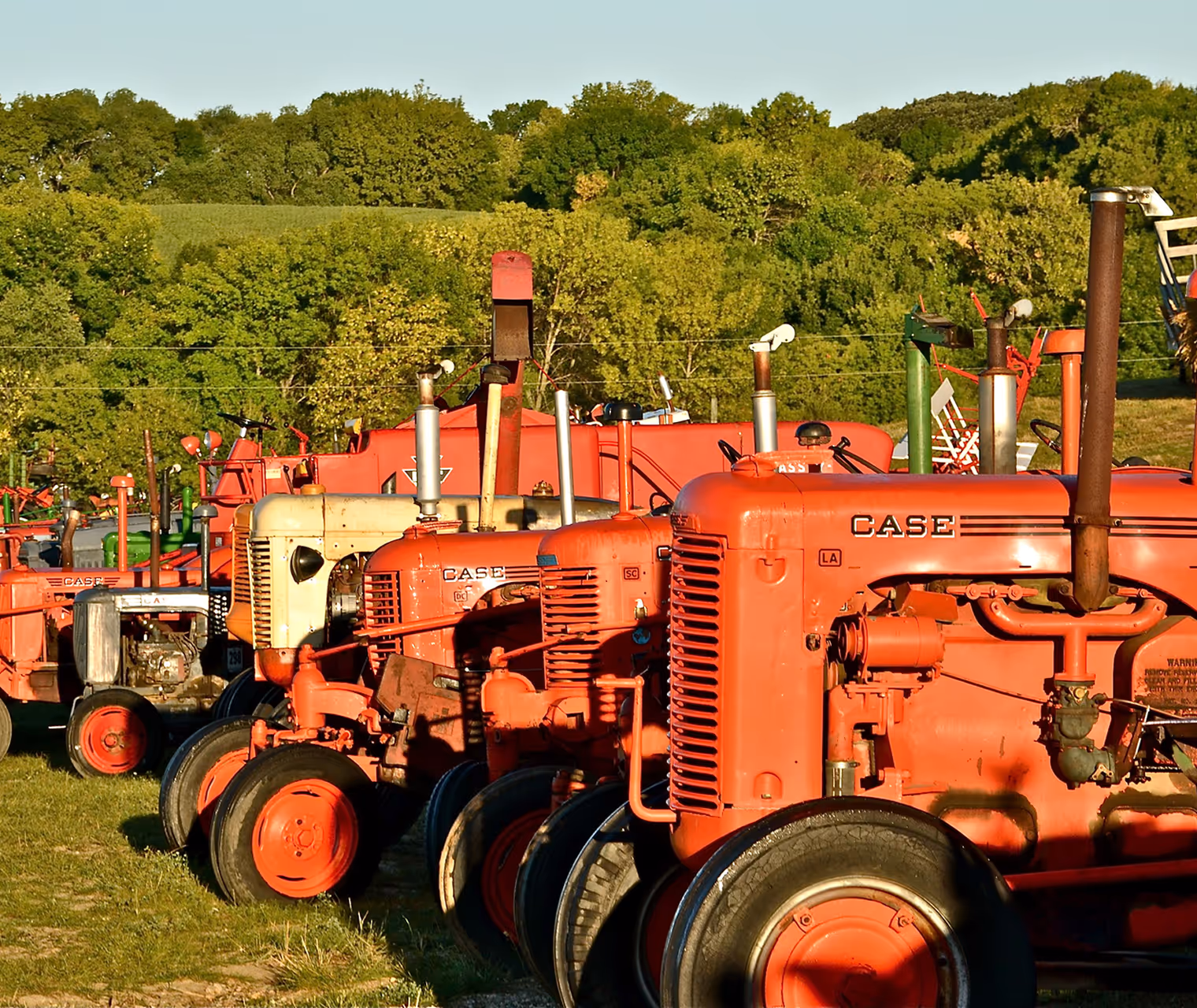 Row of tractors