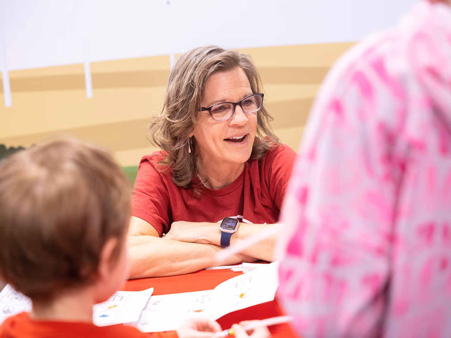 Woman sitting at a table