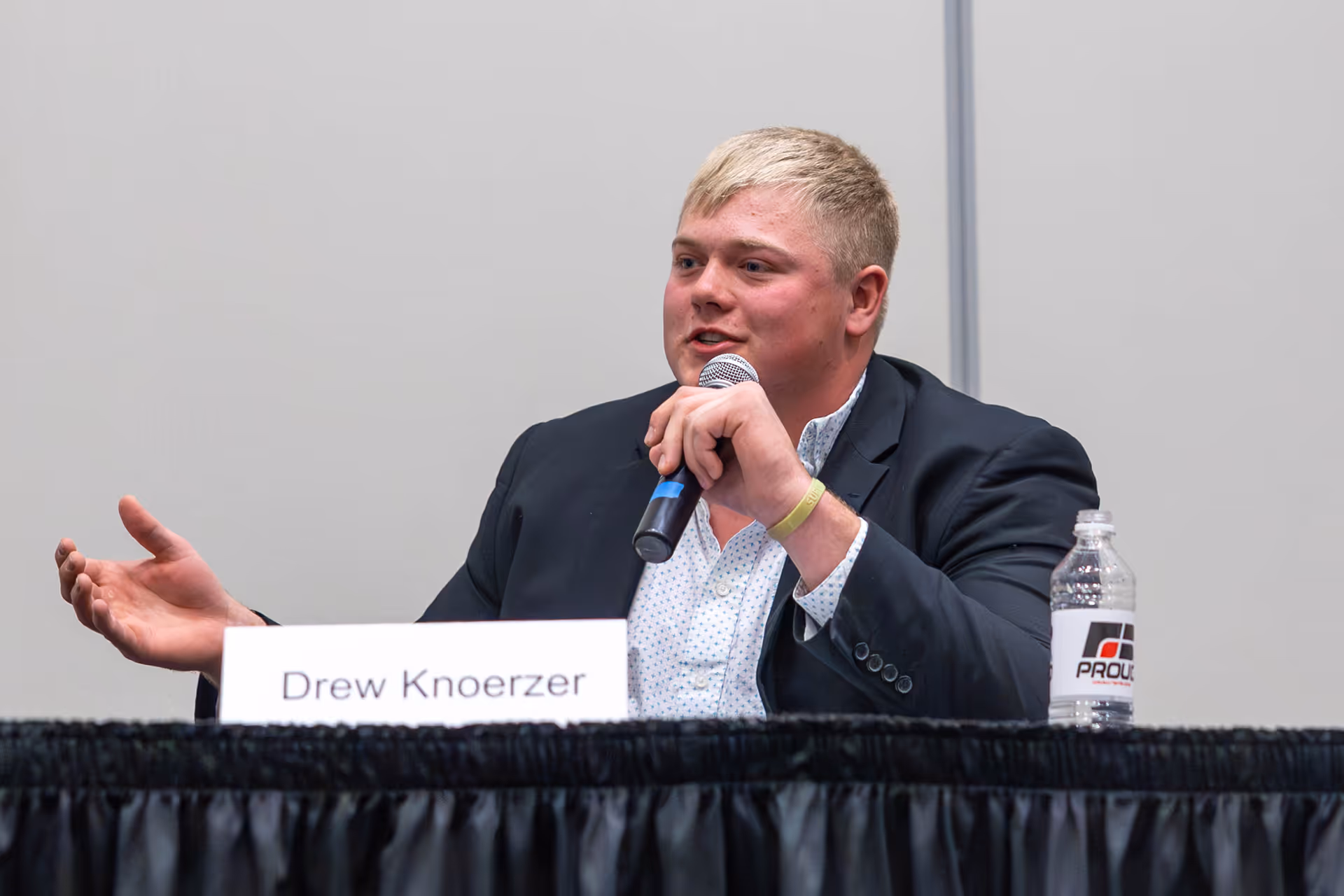 Man speaking into a mic