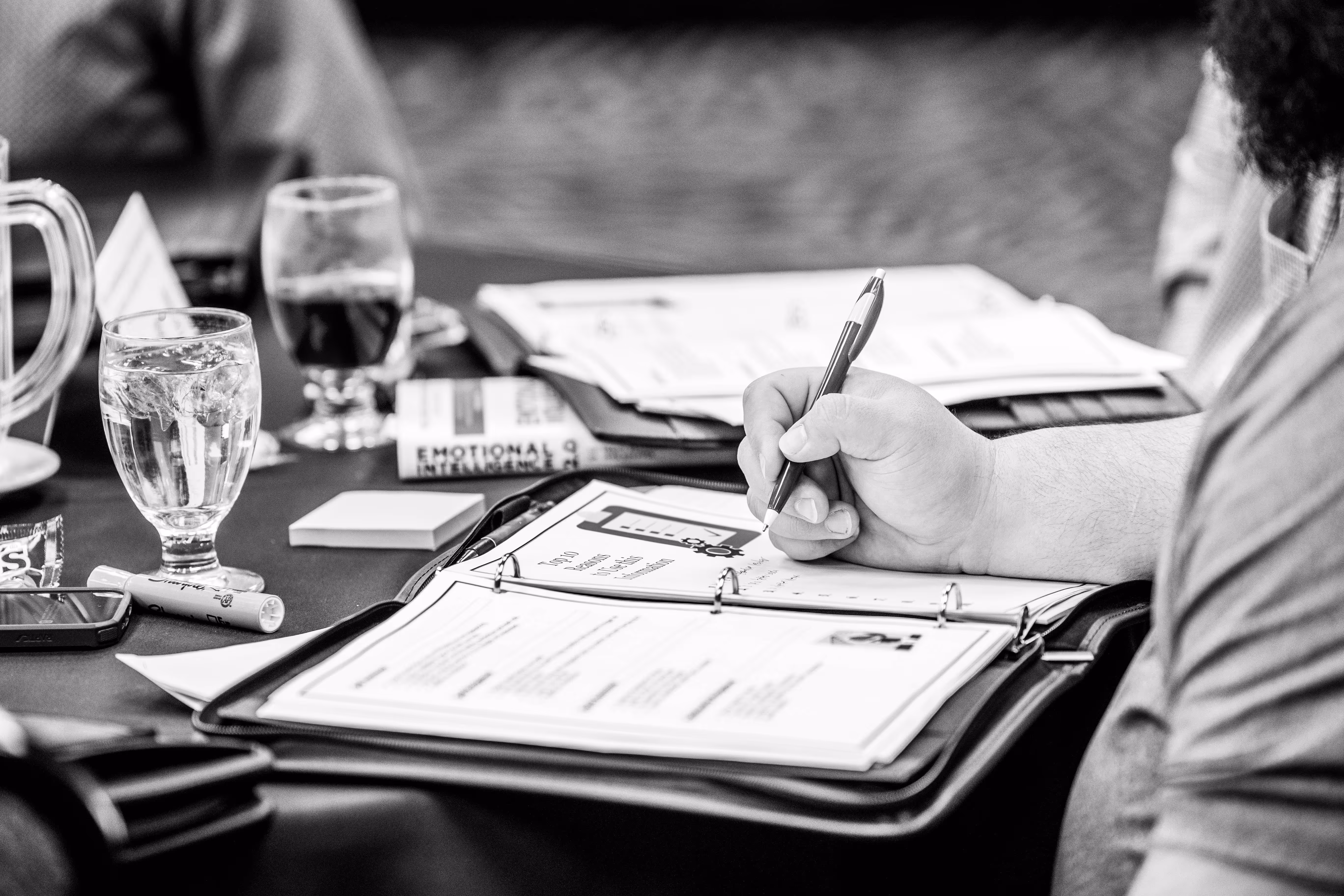 Person looking through documents