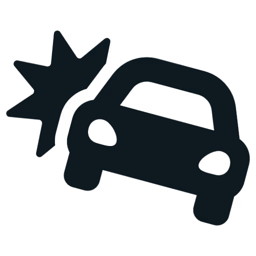 A simplified illustration of a car that has been struck on the side