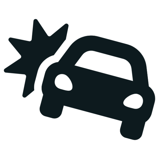 A simplified illustration of a car that has been struck on the side