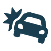 A simplified illustration of a car that has been struck on the side