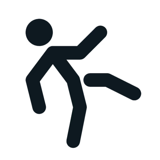 A simplified illustration of a person leaning back as if to fall backwards