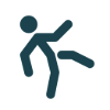 A simplified illustration of a person leaning back as if to fall backwards
