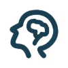 Icon of a brain inside a silhouette of a person's head