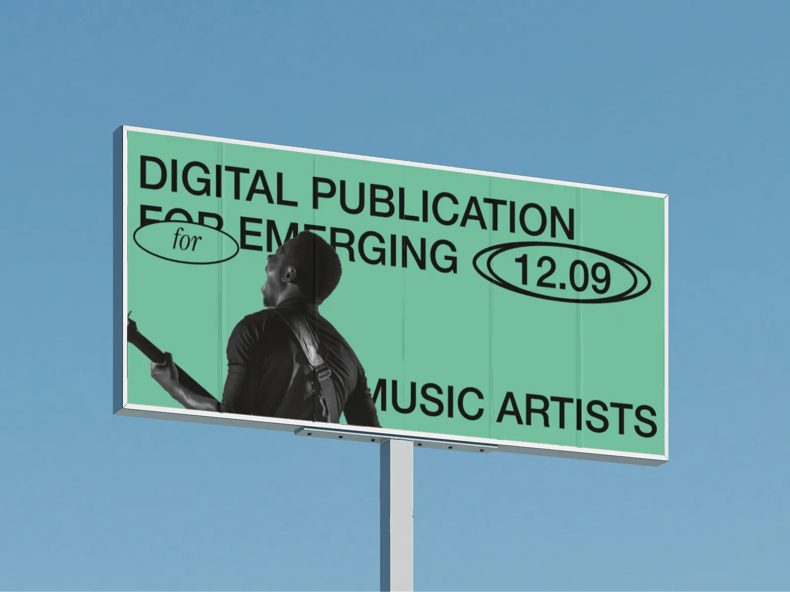A billboard with a man holding a gun.