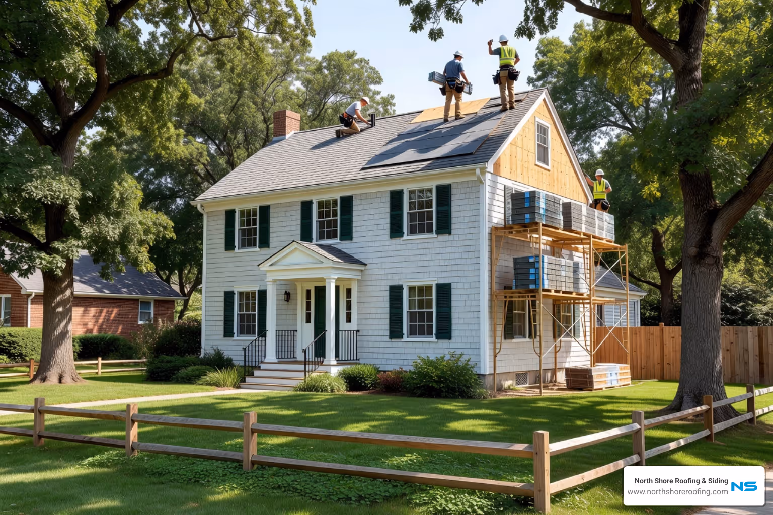 long island cape cod house with roofers - roofing companies long island concept