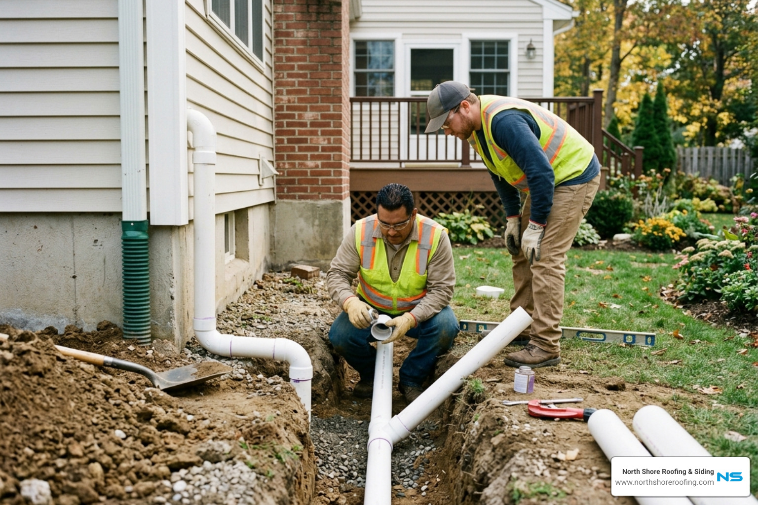 underground downspout drainage system being installed in a yard - gutter downspout installation cost underground downspout drainage system being installed in a yard - gutter downspout installation cost