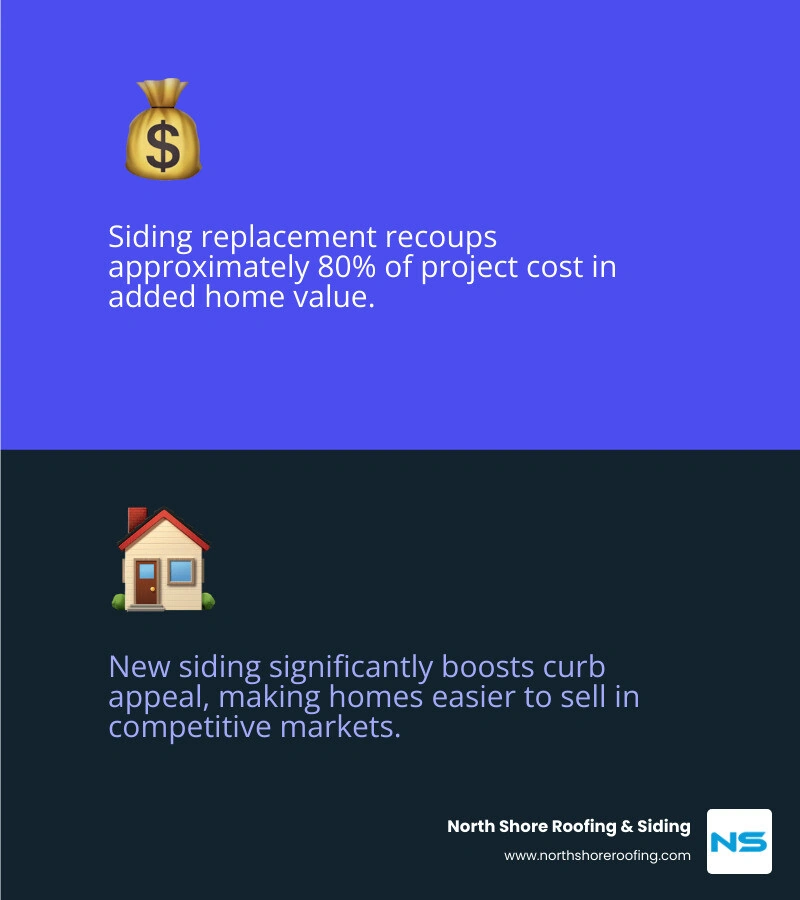 Infographic showing that siding replacement offers up to 80% ROI and significantly boosts curb appeal - siding panel