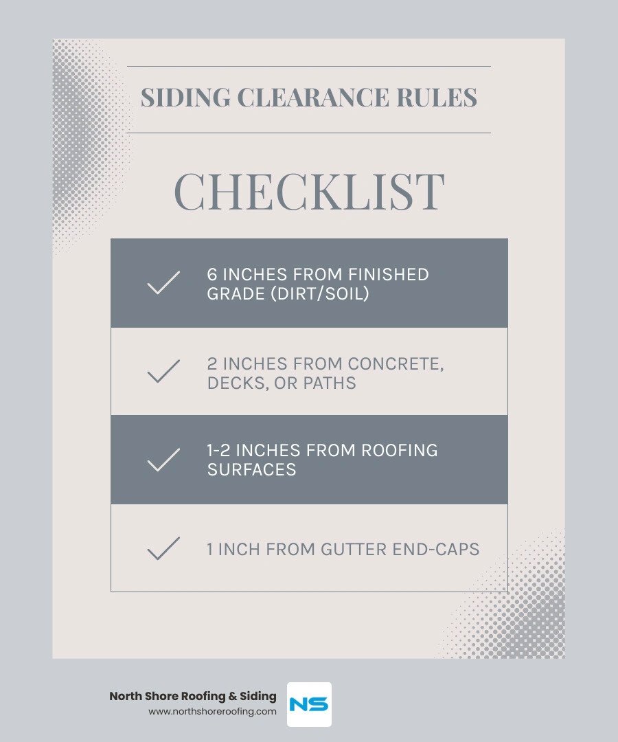 Table comparing clearance rules for Hardie siding installation infographic Table comparing clearance rules for Hardie siding installation infographic
